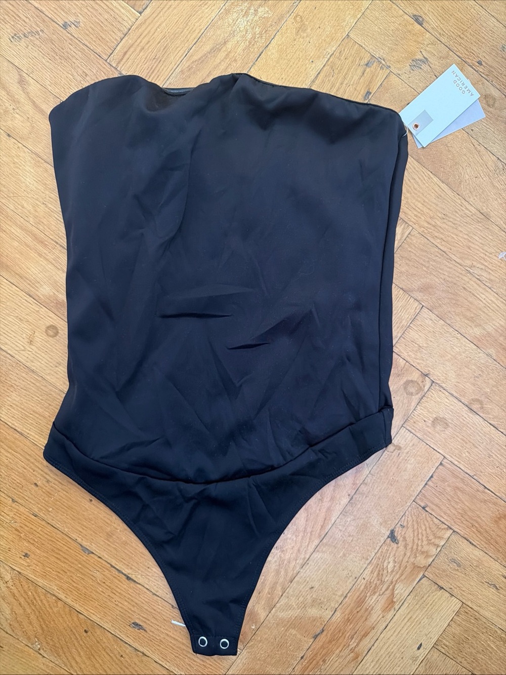 Ladies Good American Strapless Bandeau Top Bodysuit Black Medium
